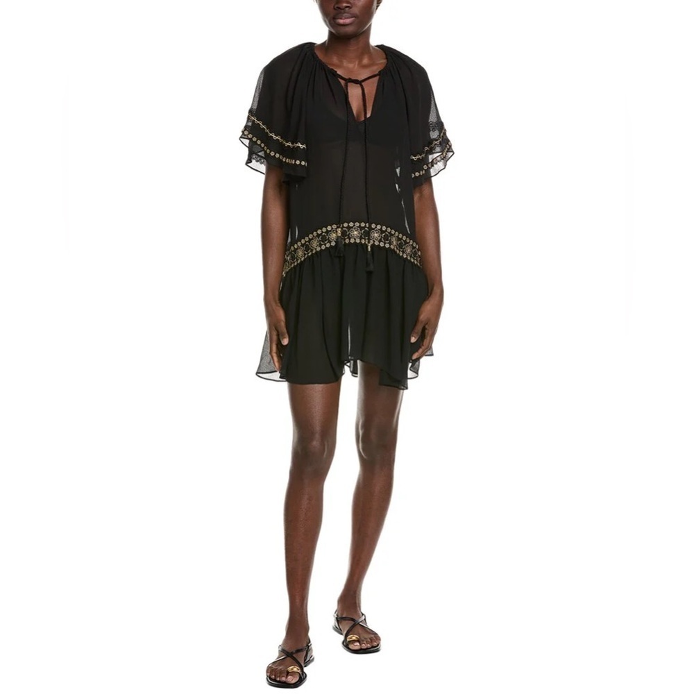 Ramy Brook Black Mini Dress with Gold Details